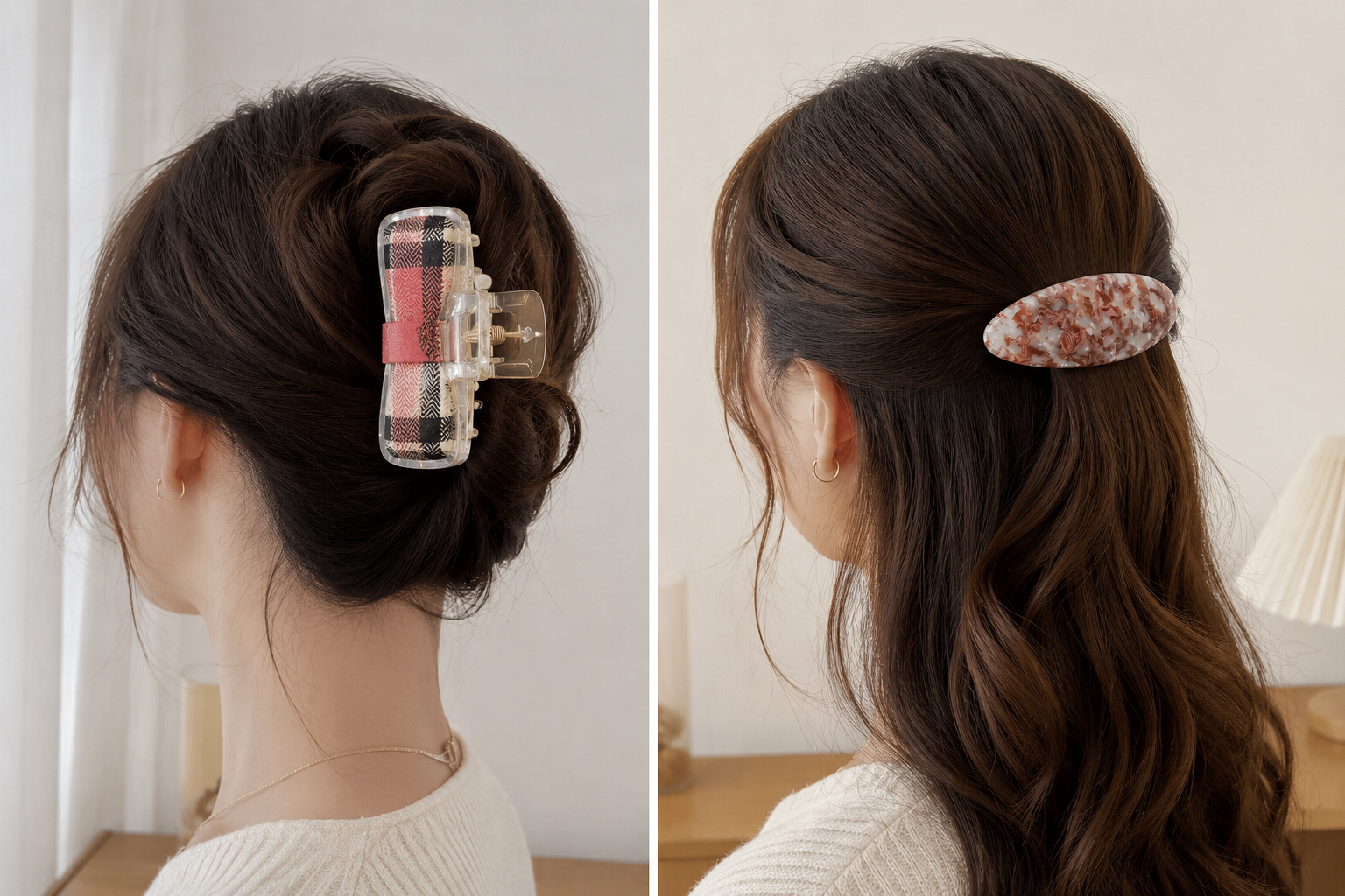 مشبك شعر أكريليك رخامي وردي للنساء – Hair Barrette Clip Elegant Marble Design