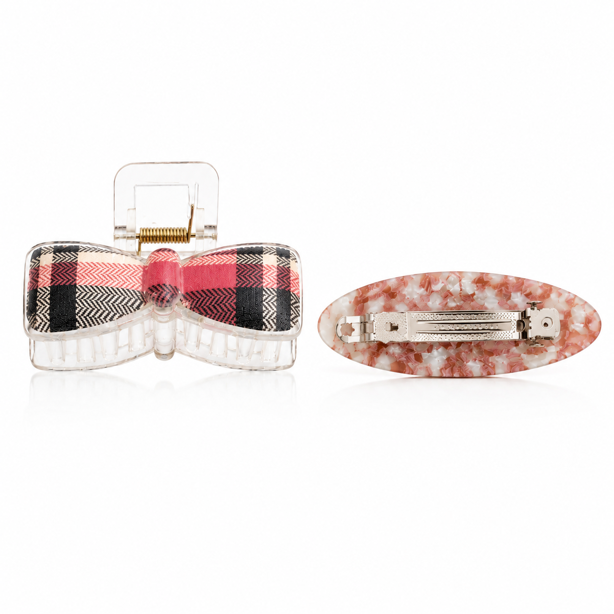 مشبك شعر أكريليك رخامي وردي للنساء – Hair Barrette Clip Elegant Marble Design