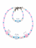 Rabbit Set Handmade Necklace & Bracelet for Kids-Light pink