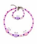 Rabbit Set Handmade Necklace & Bracelet for Kids-Candy Pink