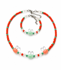Rabbit Set Handmade Necklace & Bracelet for Kids-Orange