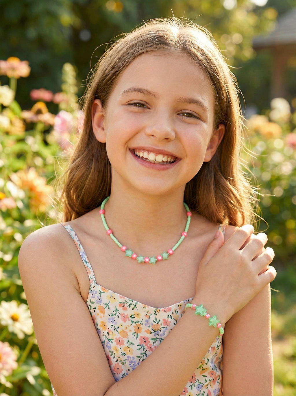Beaded necklace and bracelet set