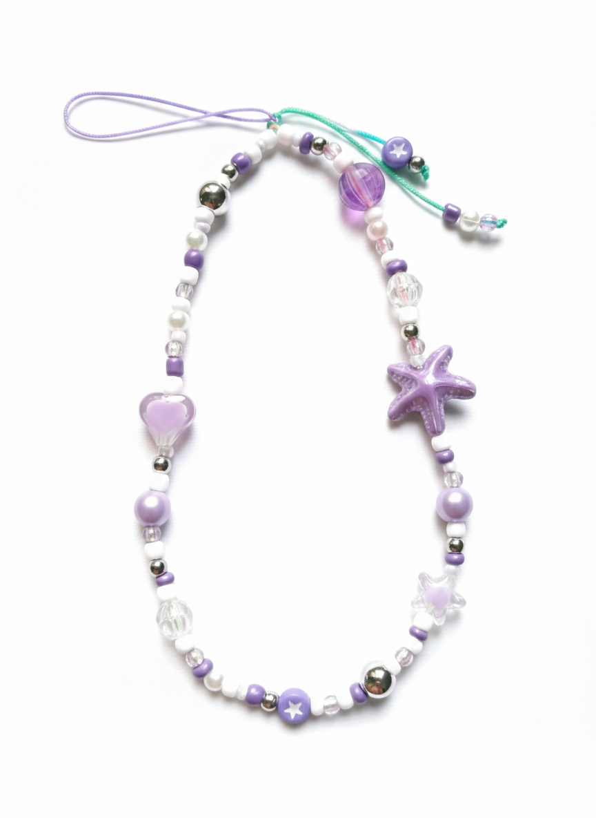 Generic Cell Phone Charm Beads Starfish Shape Multi Color Handmade purple